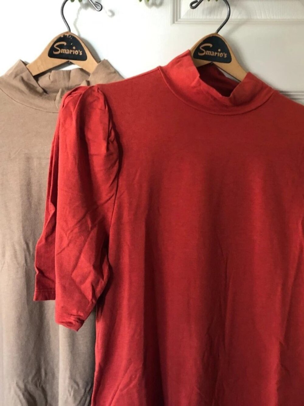 GAP Red /Brown Set Of Two Puff Sleeve Relaxed T-Shirt Womens Size L